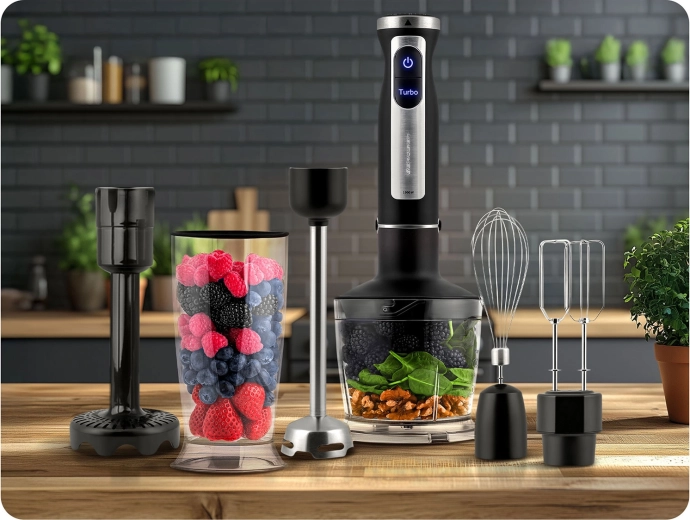 Moč 1500 W in Turbo za bliskovito mešanje