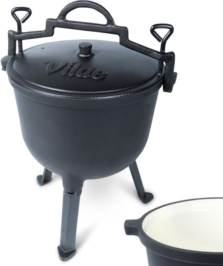 Železniški kotliček z pokrovom na nogicah 10 l s emajlirano notranjostjo