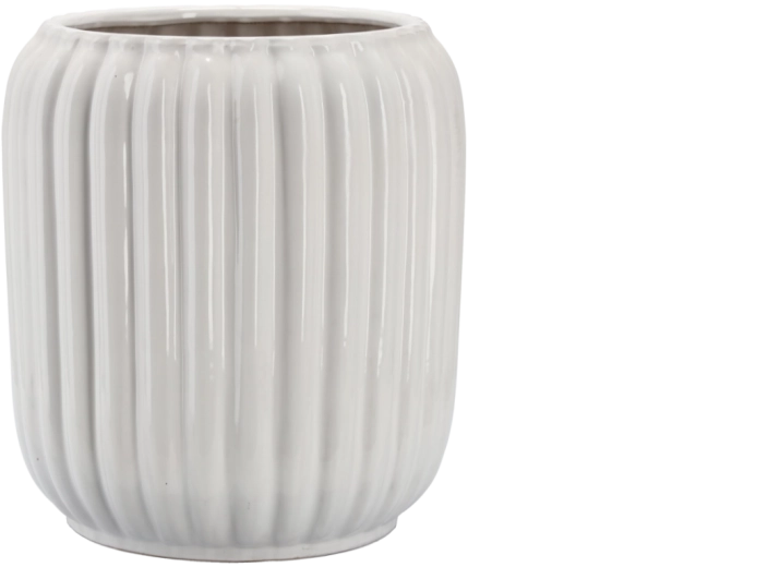 Keramični okrasni lonček z reliefnim vzorcem 28 × 28 × 40,5 cm, bel