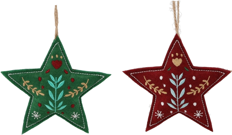 Božična viseča zvezda zelena/burgundsko rdeča 10 × 2 × 18 cm