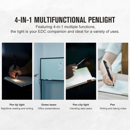 Olight O'Pen Glow 4-v-1 EDC pero z LED svetlobo in zelenim laserjem