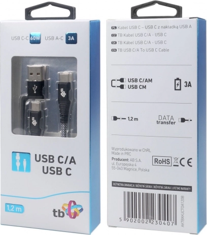 Kabel 2v1: USB-C in USB A z dolžino 1,2 m