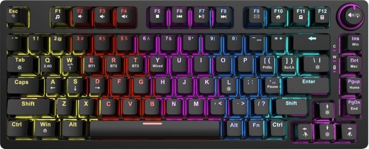 Brezžična mehanska tipkovnica Savio Phenix Gateron rumena