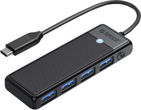 Orico USB hub 4× USB‑A 3.0 (črn)