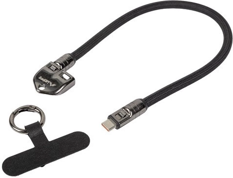 Lanberg USB-C kabel z obeskom in paščkom 30 cm 240 W črn