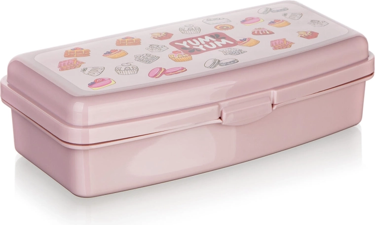 Rožnat škatla za malico YUM s sponkastim zapiranjem 20 × 9,5 × 5,5 cm
