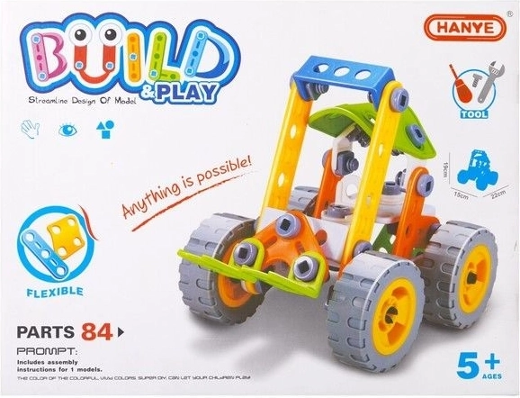 Construction building set with assemble-it-yourself vehicle (84 pieces) - 1 piece