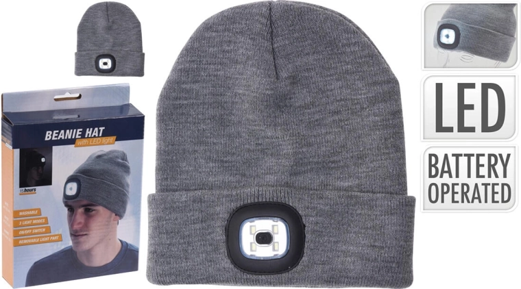 Kapa z LED-svetilko, siva