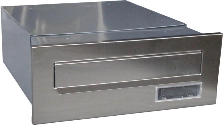 Vgradni poštni nabiralnik iz nerjavnega jekla za zidanje v steber 320–540 × 250 × 110 mm