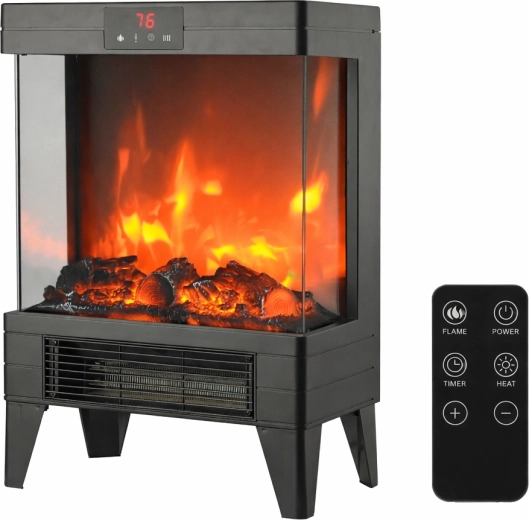 Električni kamin z LED plameni 2000 W, 32,2 × 18 × 52,3 cm