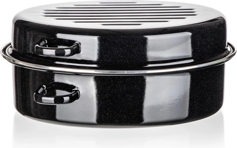 Emajliran ovalni pekač 38 × 23,5 × 17 cm, 2-delni CULINARIA Black BANQUET
