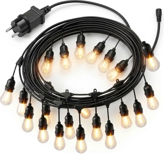 Vrtni svetlobni niz 20 m, 20× LED žarnica, toplo bela 2700K, IP44, 9 W