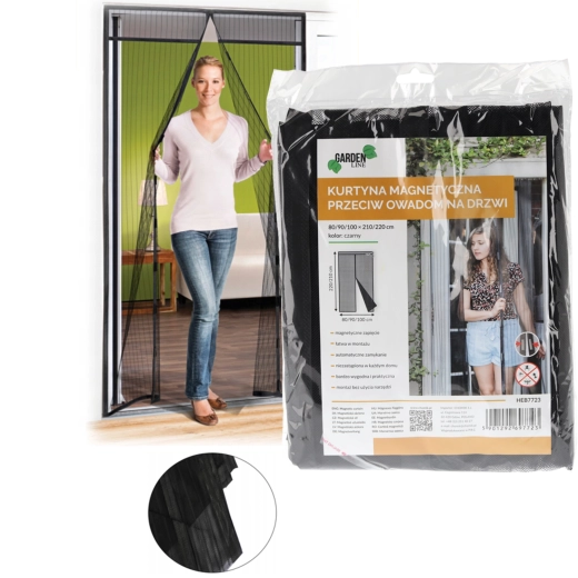 Magnetna mreža proti insektom za vrata, črna, 80/90/100 × 200/210 cm