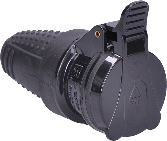 Solight ravni vtič za vlažna okolja IP44, črn - 1 kos