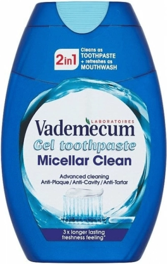 Vademecum 2v1 Micellar Clean gelna zobna pasta 75 ml