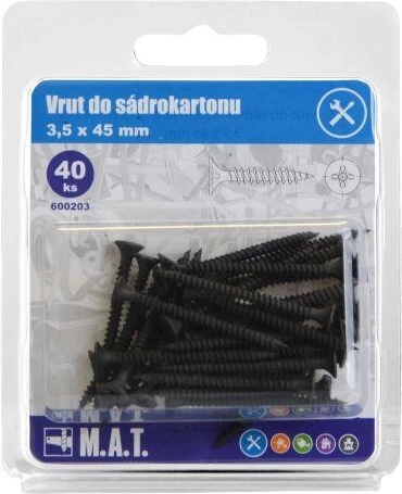 Drywall screw 3.5 × 45 mm with fine thread, phosphated (40 pcs)