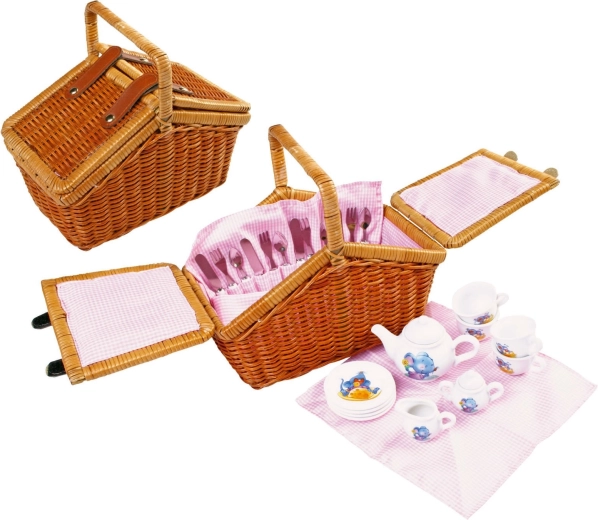 Children's wicker picnic basket Romantic with accessories