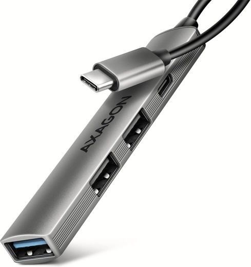 Axagon hue-stc aluminijast usb-c hub 4‑portni (1× usb-a 5 Gbps, 2× usb-a 2.0, 1× usb-c 2.0, 12 cm kabel)