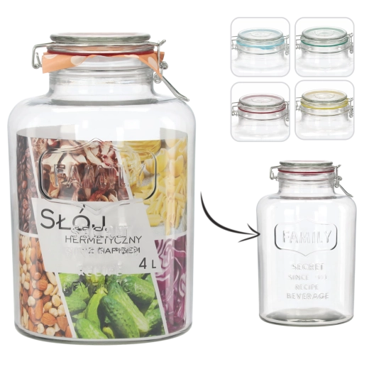Steklena hermetična posoda 4 l z napisom FAMILY