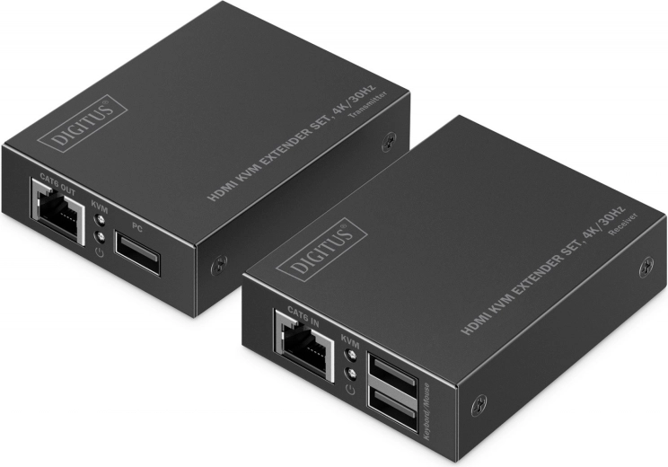 HDMI extender prek omrežnega kabla CAT6 4K/30 Hz s KVM USB 1.1 in IR upravljanjem (komplet oddajnik + sprejemnik)