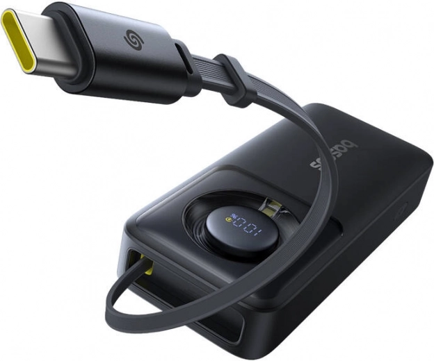 Powerbanka Baseus Free2Pull 10000 mAh 30 W s kablom (črna)