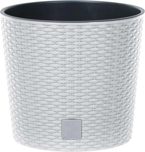Cvetlični lonec z videzom ratana z vložkom 20 cm – bel