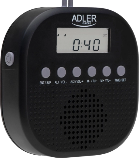 vodoodporni FM radio z uro in dvojnim budilnikom ADLER AD 1912