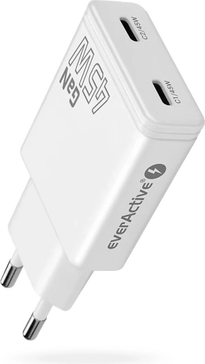 EverActive super slim GaN omrežni polnilnik 45 W z 2× USB-C (SC-465Q)