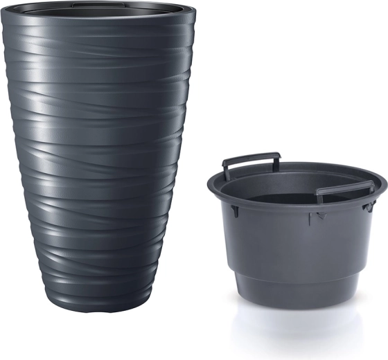 Visok lonec za rože z vložkom MAZE 37,5 cm – antracit