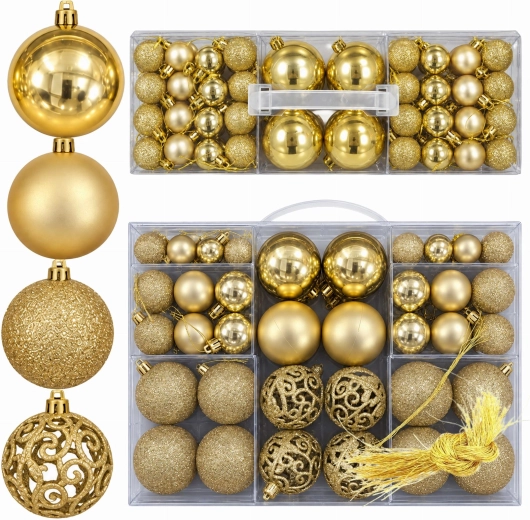 Unbreakable Christmas tree ornaments, set of 100 pieces