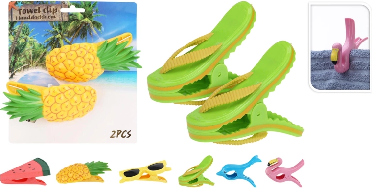 Sponke za plažno brisačo – mešanica motivov (2 kos)