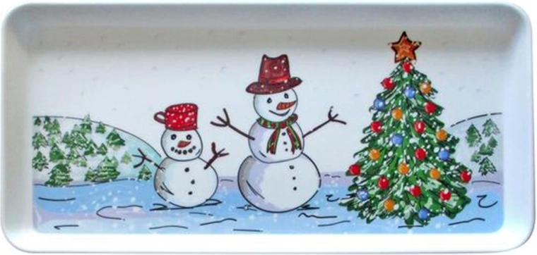 Postrežni pladenj s snežakom 35 × 16,5 cm