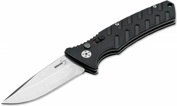 Böker Plus Strike Drop Point Black automatic knife, 8.5 cm