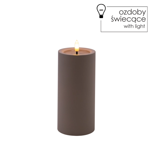 Siva LED sveča 7 × 15 cm z migetajočim plamenom