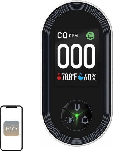 Detektor ogljikovega monoksida (CO) Moes z barvnim LCD-zaslonom
