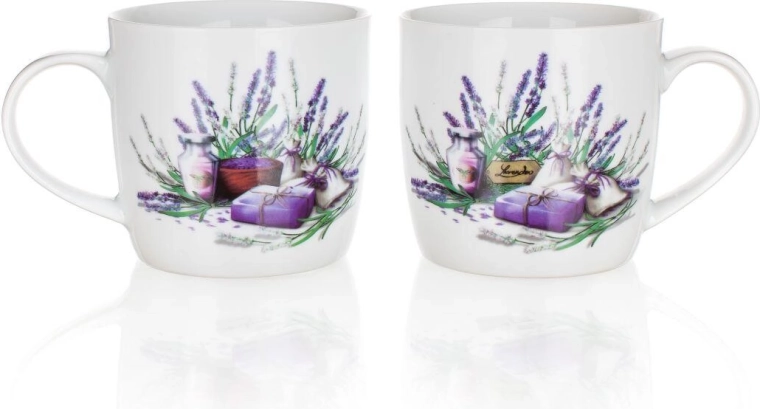 Keramične skodelice LAVENDER 360 ml, komplet 2 kos
