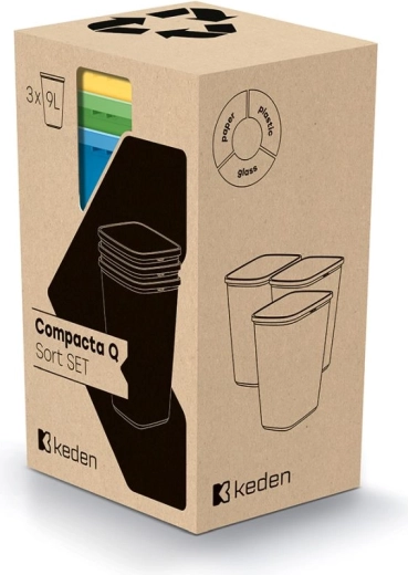 Komplet zabojnikov za ločevanje odpadkov Compacta Q Sort set 3×9 l