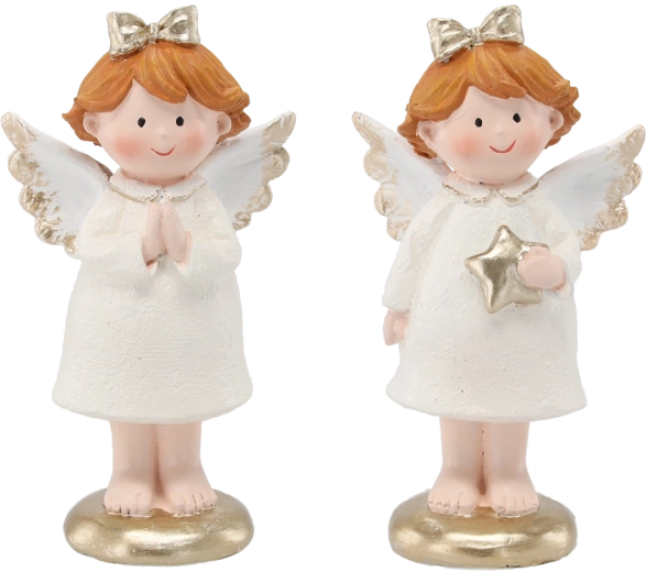 Božična figurica – bel angel, 14 cm