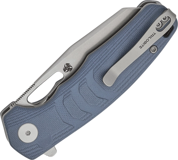 Ergonomic blue G10 handle and deep clip