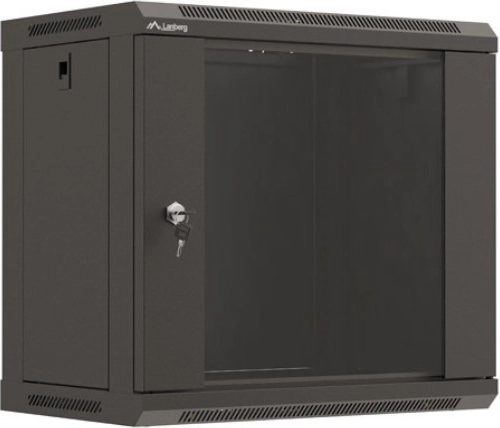 Lanberg stenski rack komunikacijska omara 19" 540 × 350 mm, črna, steklena vrata (flat pack)