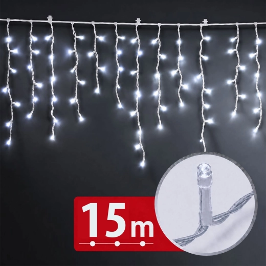 LED svetlobna zavesa 15 m s 600 LED-lučkami v hladno beli barvi