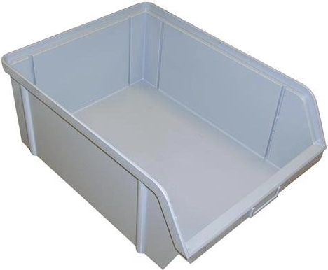 Angled storage bin 150 × 100 × 70 mm, 3 kg, grey, plastic
