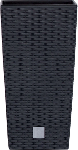 Cvetlični lonec z ratanastim videzom Rato Square z vložkom 24 × 24 × 45 cm, antracit