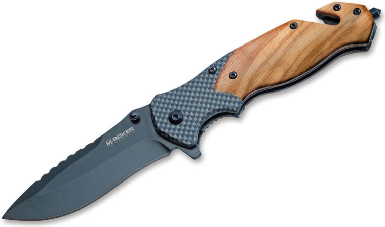 Magnum Blomkvist Olive reševalni zložljivi nož z oljčnim lesom 8,5 cm
