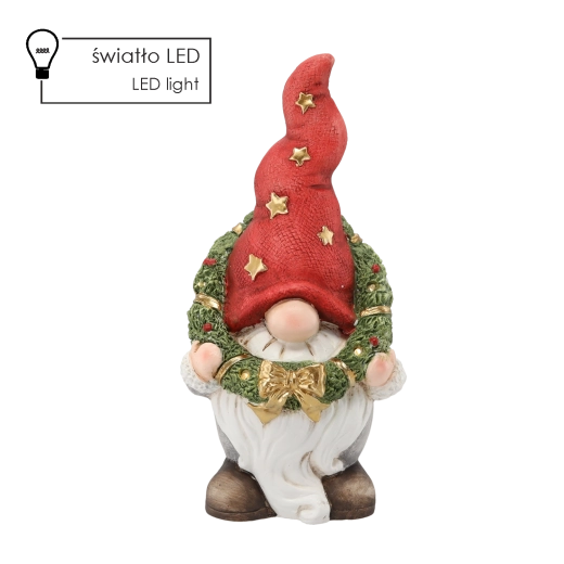 Christmas Elf Figurine with LED Wreath
