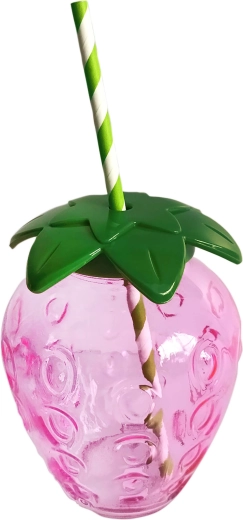 Kozarec Mason 550 ml v obliki jagode z zelenim pokrovčkom