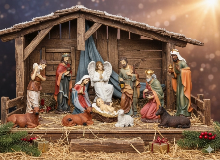 Komplet figuric za jaslice iz epoksidne smole – 11 delov (do 46 cm)
