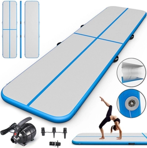 Napihljiva airtrack gimnastična steza 500 × 100 × 10 cm – modra