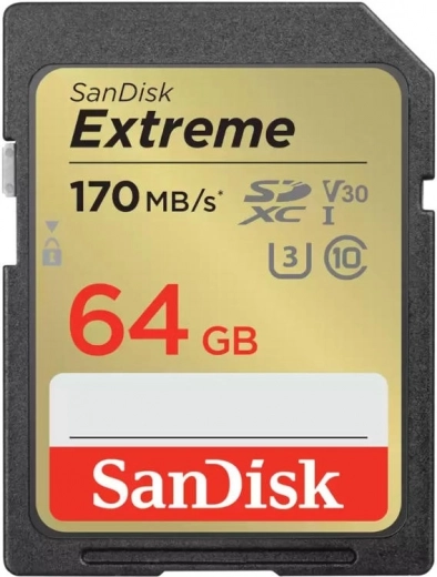 Pomnilniška kartica SanDisk Extreme SDXC 64 GB UHS‑I U3 V30 170/80 MB/s