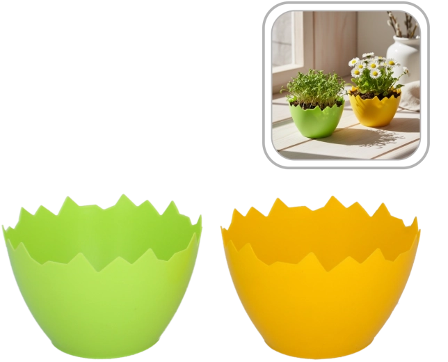 Plastični dekorativni ovitek za rože v obliki počene jajčne lupine 15 cm